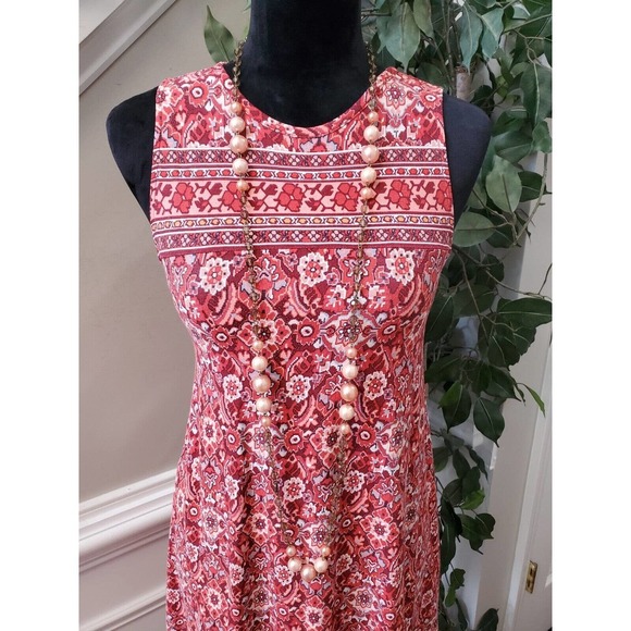 Loft Women's Multicolor Rayon Round Neck Sleeveless Knee Length Dress Size XS - Picture 2 of 11
